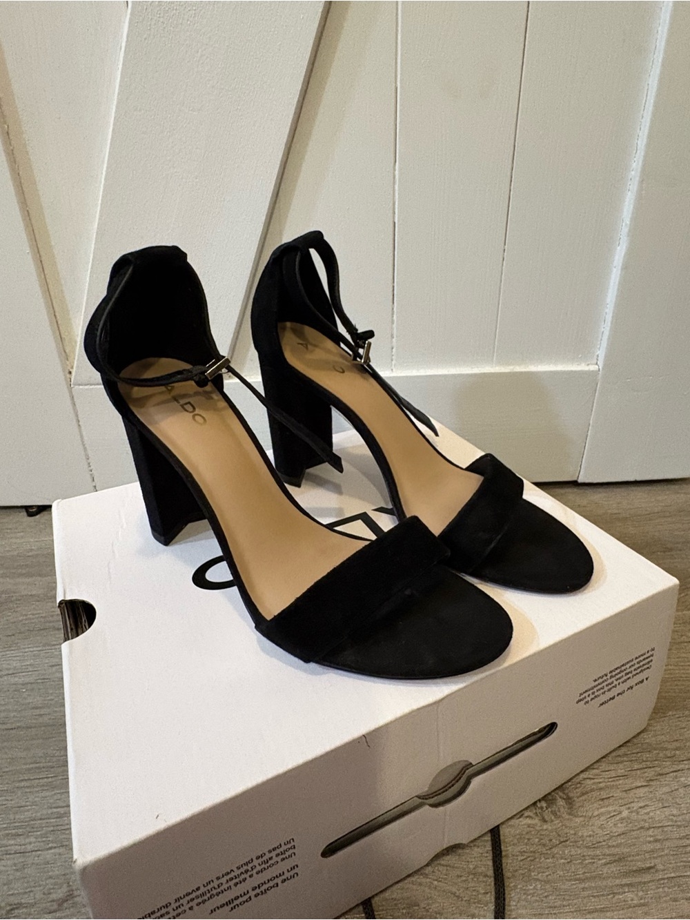 Aldo Jerecly - Classic Black Ankle-Strap Block Heel Sandals